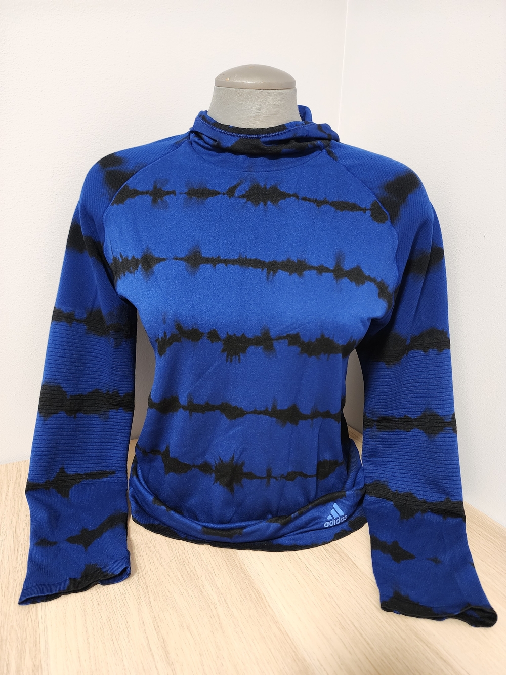 adidas Primeknit Tie Dye Running Pullover Hoodie Size Medium Blue Black Outdoor
